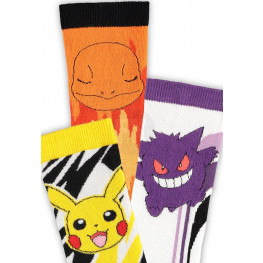 Pokémon Socks 3-Pack Pikachu, Charmander, Gengar 43-46